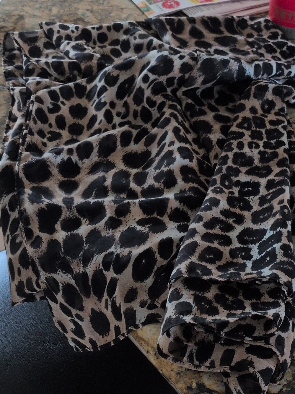 Black and Tan Leopard Print Scarf